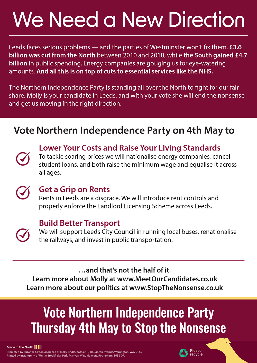 Molly Tindle's Leaflet - Back