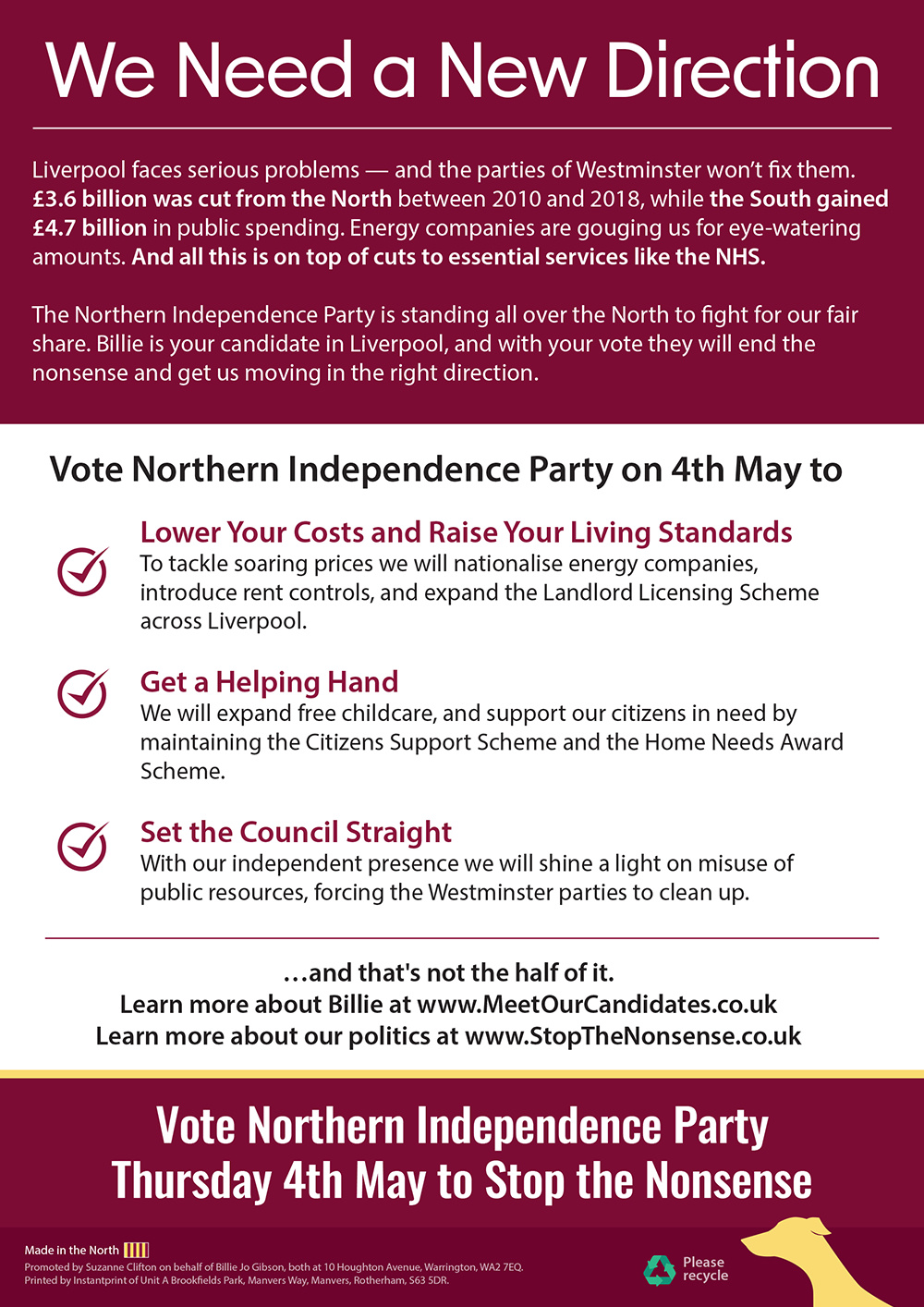 Billie Jo Gibson's Leaflet - Back